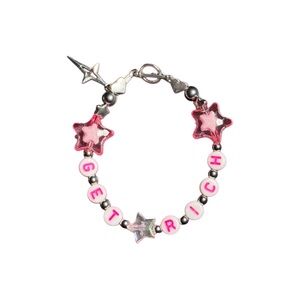 Pink and Silver Y2K Star Bracelet